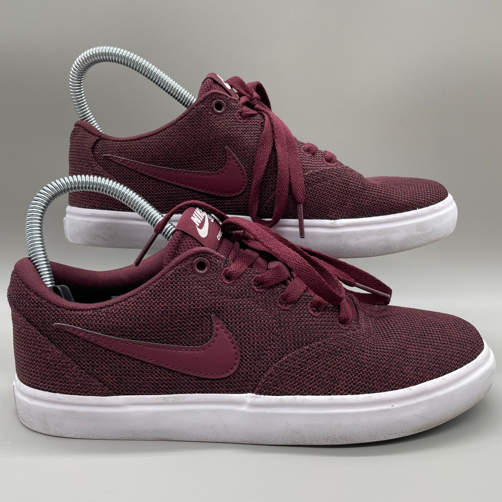 Nike SB Check Solar Shoes Womens 7.5 Burgundy Canvas Skate Sneakers 921464-600